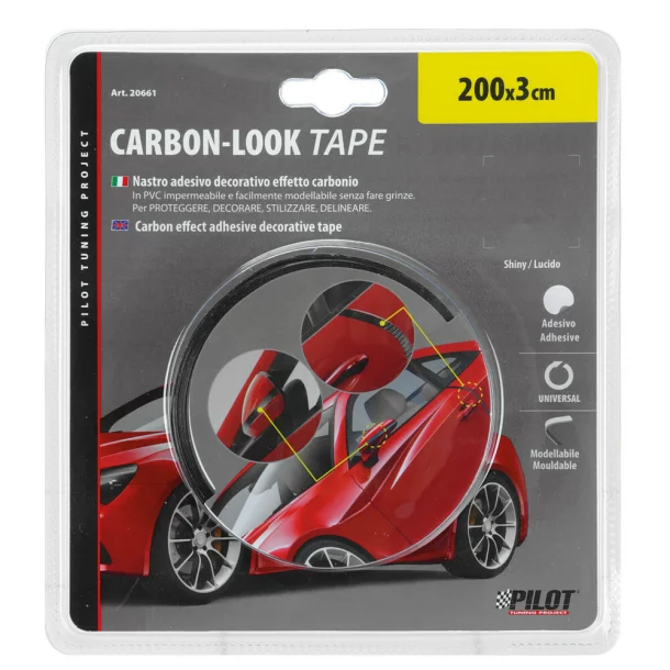 Carbon-Look Tape, carbon effect adhesive decorative tape - 200x3 cm