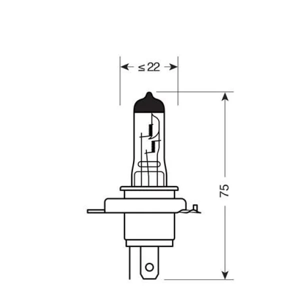 12V - H4 - 60/55W - P43t 1pcs Lucas