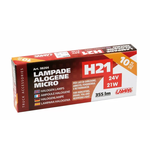 Izzó halogén 12V - H21W - 21W fémfoglalatos aszimmetrikus BAY9s 1db Lampa