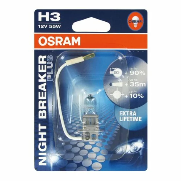 Bec halogen Osram 12V - H3 - 55W Night Breaker Plus PK22s 1buc