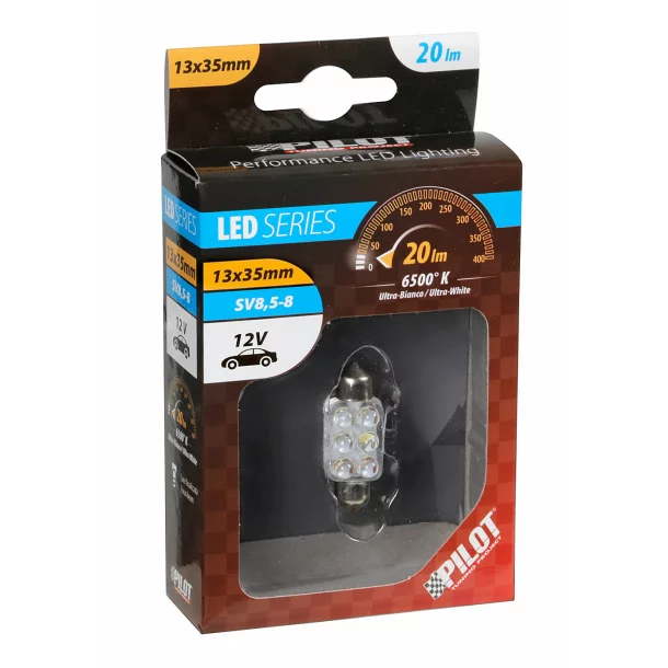 Bec LED 12V - 13x35mm - 6LED Sofit SV8,5-8 1buc - Alb