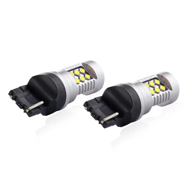 Led izzó 24SMD 3030, 12/24V Nappali fény, irányjelző, fék, 7440 W21W, T20 Canbus 2db - Fehér