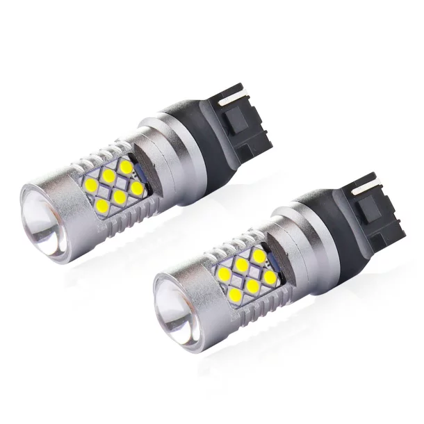 Led izzó 24SMD 3030, 12/24V Nappali fény, irányjelző, fék, 7440 W21W, T20 Canbus 2db - Fehér