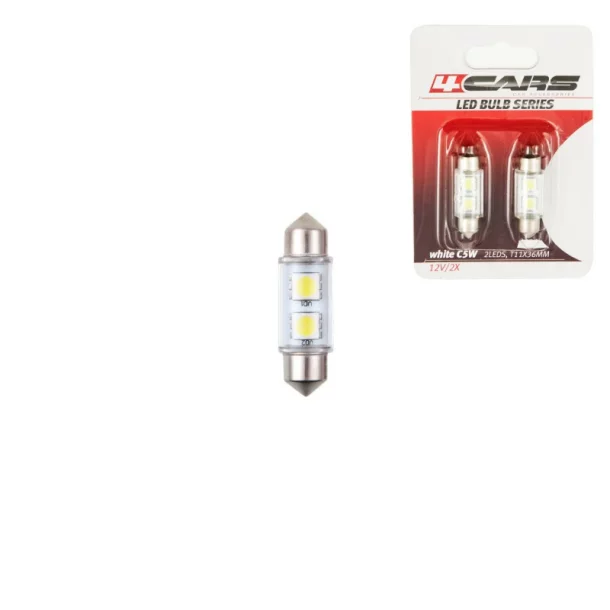 12V Led izzó - 2SMD szofita T11x36mm - SV8,5-8 - 2 db - Fehér