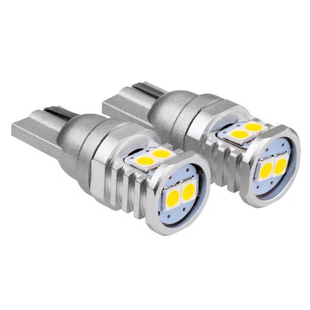 Led izzó 6SMD 3030, 12/24V Helyzetjelző lámpa, W5W, W10W, T10 Canbus 2db - Fehér