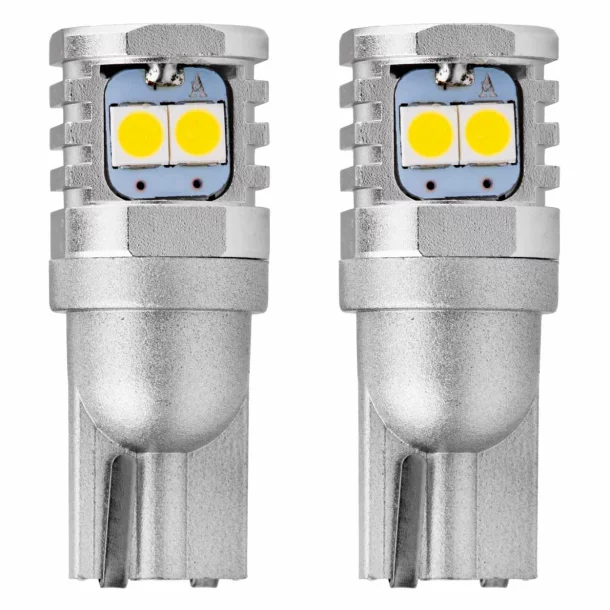 Led izzó 6SMD 3030, 12/24V Helyzetjelző lámpa, W5W, W10W, T10 Canbus 2db - Fehér