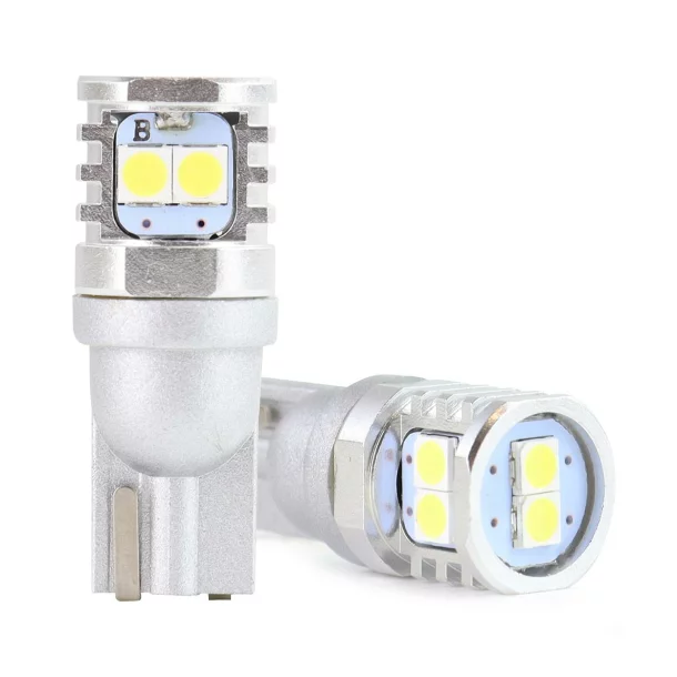 Led izzó 6SMD 3030, 12/24V Helyzetjelző lámpa, W5W, W10W, T10 Canbus 2db - Fehér