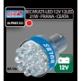Bec Multi-Led 12Led 12V Frana, ceata spate 21W BA15s 1buc - Rosu