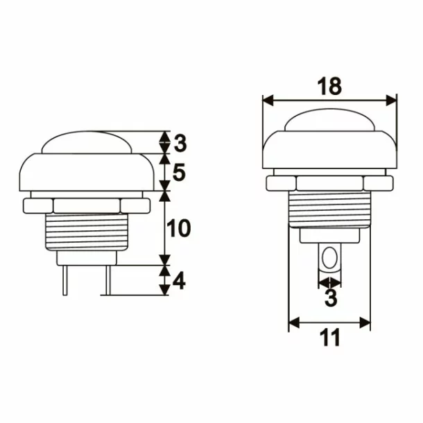 Buton 1 circuit 1A-250V OFF-(ON), rosu