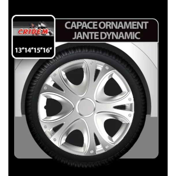 Capace roti auto Dynamic 4buc - Argintiu - 14&#039;&#039;