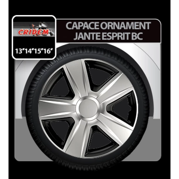 Wheel covers Esprit BC 4pcs - Silver/Black - 15'' - Resealed