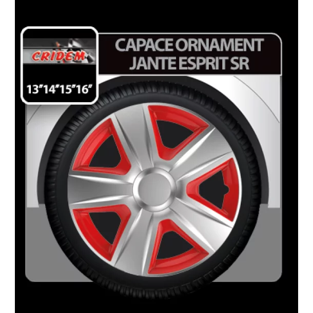 Capace roti auto Esprit SR 4buc - Argintiu/Rosu - 15&#039;&#039;