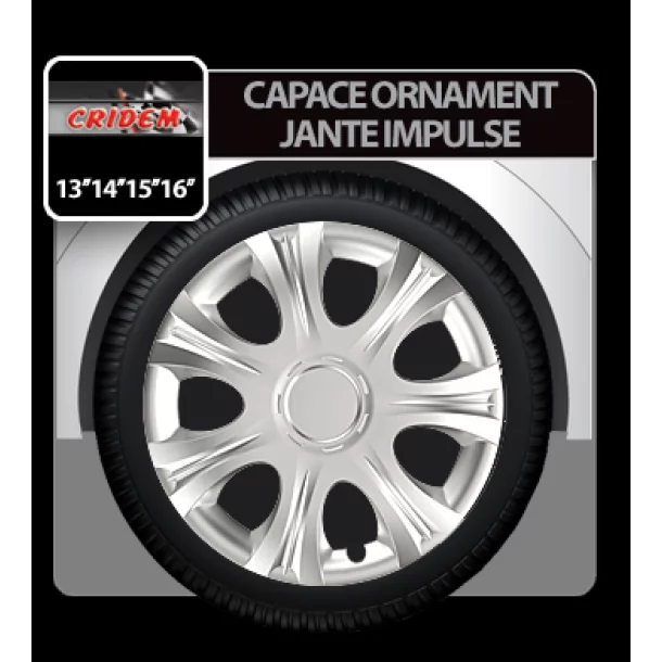 Capace roti auto Impulse 4buc - Argintiu - 16&#039;&#039;