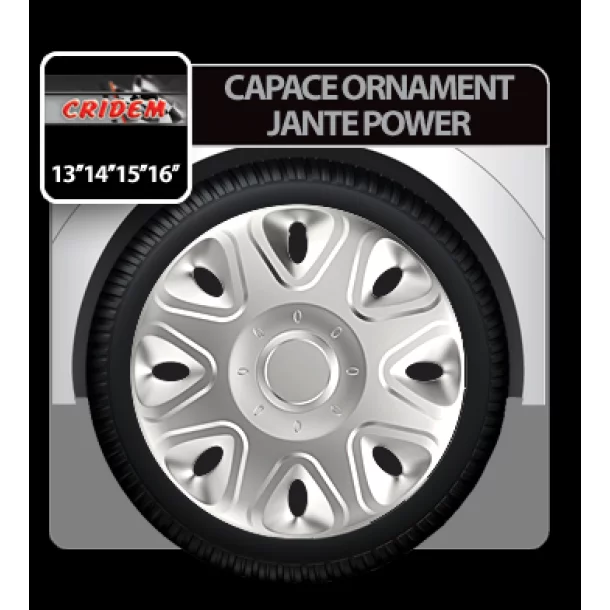 Capace roti auto Power 4buc - Argintiu - 14&#039;&#039;