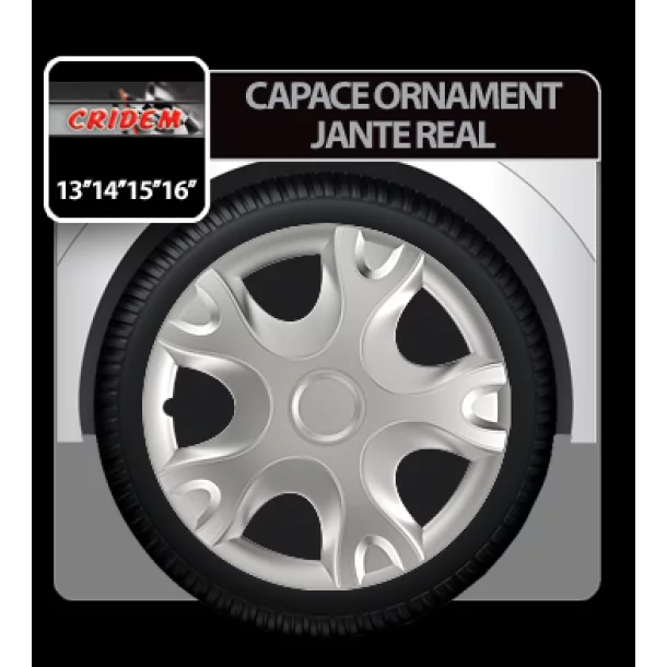 Capace roti auto Real 4buc - Argintiu - 14&#039;&#039;