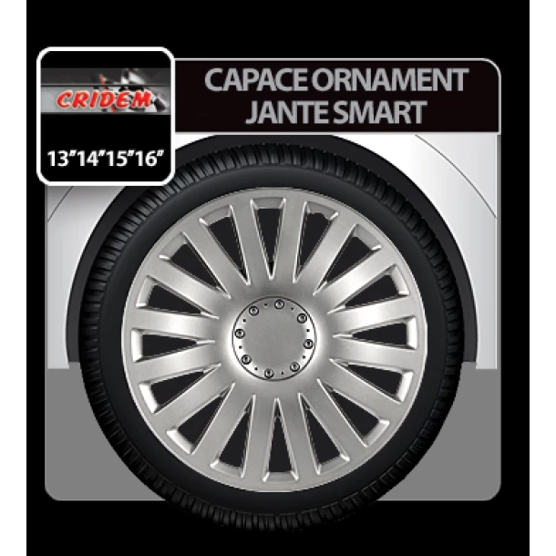 Capace roti auto Smart 4buc - Argintiu - 14'' - Resigilat
