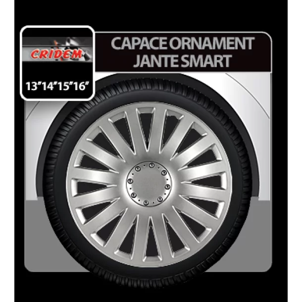 Capace roti auto Smart 4buc - Argintiu - 15&#039;&#039;