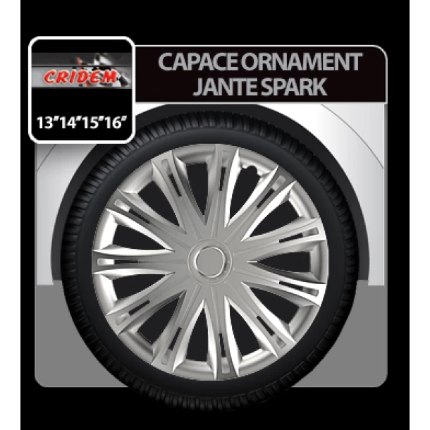 Capace roti auto Spark 4buc - Argintiu - 16&#039;&#039;