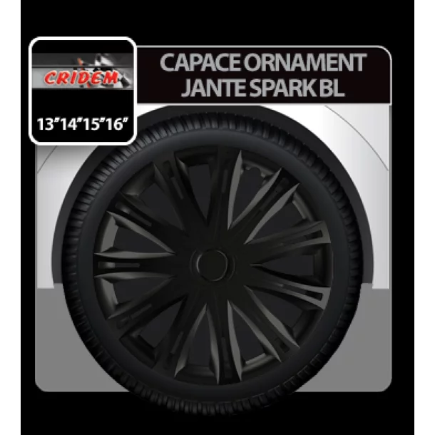 Wheel covers Spark BL 4pcs - Black - 15&#039;&#039; - Resealed