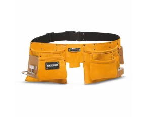 Professional leather tool carrier belt - 9 pockets + hammer holder