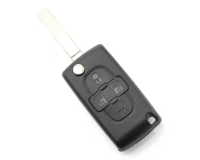 Citroen / Peugeot - Carcasa tip cheie briceag cu 4 butoane si suport baterie, lama tip HU83-SH4