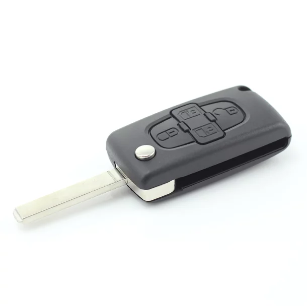 Citroen / Peugeot - Carcasa tip cheie briceag cu 4 butoane si suport baterie, lama tip HU83-SH4