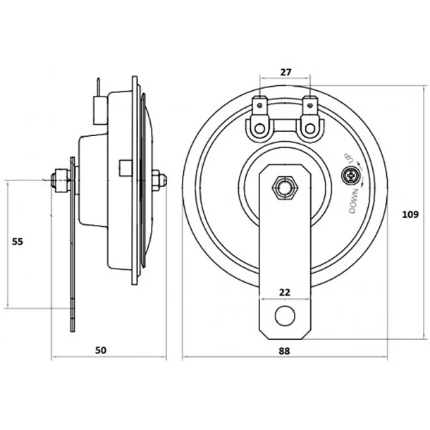 Claxon Classic cromat Ø 90mm Kamar - 24V