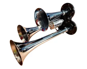 Electropneumatic horn with 3 chromed horns 12/24V - 30cm