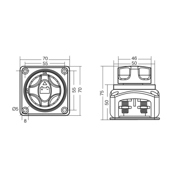 Power-off switcher, 3 functions - 12/50V