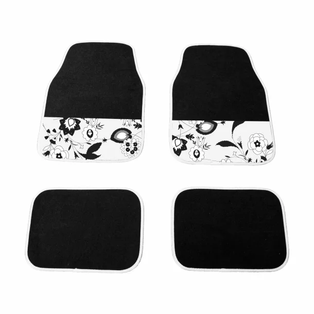 Black &amp; White Flower carpets 4pcs