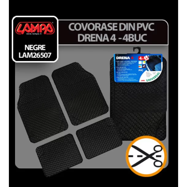 Covorase pvc universale Drena 4 negre 4buc