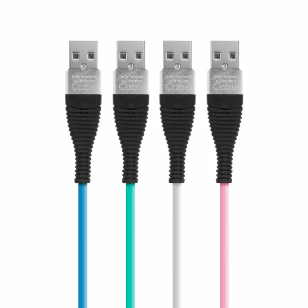 Delight - Cablu de date – Micro USB, înveliş siliconic, 4 culori, 1 m