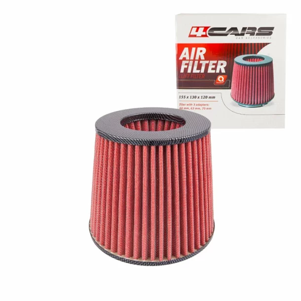 Filtru aer conic sport 4Cars - Carbon/Rosu