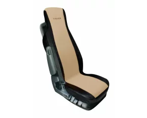Elisa-2, polyester/leatherette truck seat cover - Beige/Black
