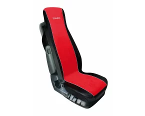 Elisa-2, polyester/leatherette truck seat cover - Red/Black