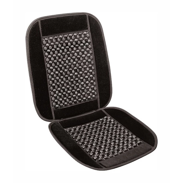 Seat cushion wooden bead and velour 1pcs - Black