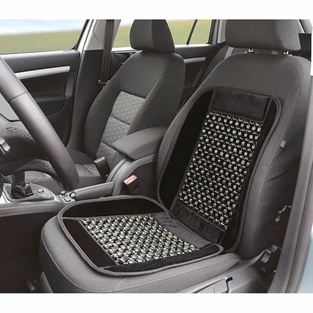 Seat cushion wooden bead and velour 1pcs - Black