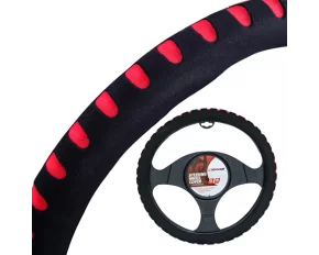 4Cars sponge steering wheel cover - Ø 37-39 cm - Black/Red