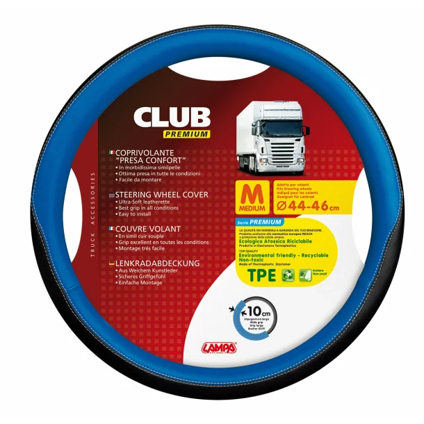 Husa volan camion Club premium - M - Ø 44/46cm - Albastru