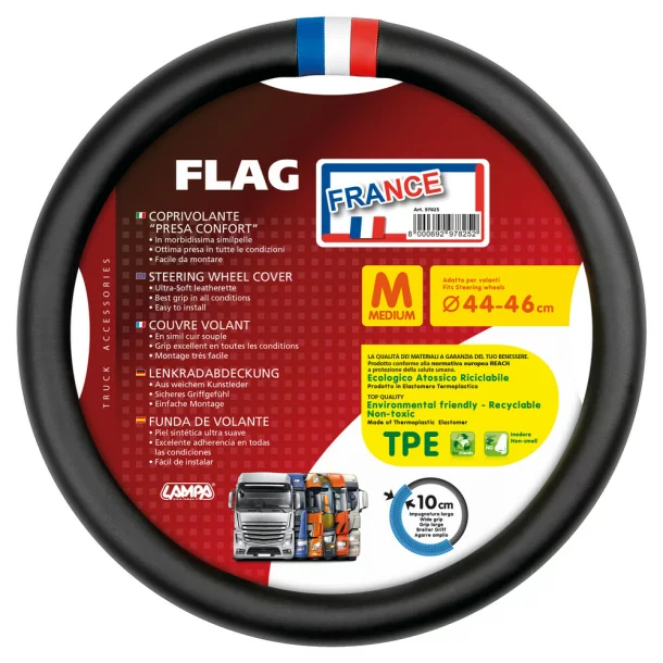 Flag France, Skeentex steering wheel cover - M - Ø 44/46 cm