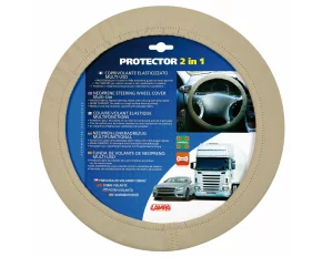 Protector 2 in 1, elasticized steering wheel cover - Beige