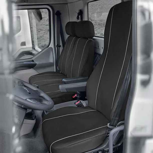 Tailor made truck seat covers DAF LF set of 1+2 seats - Black/Gray