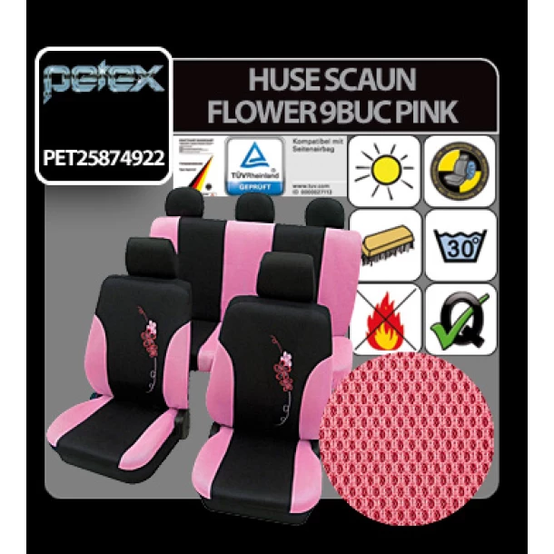 Huse scaun Eco Class Flower set 17buc - Pink