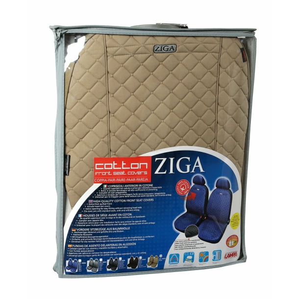 Ziga, pair of high-quality cotton front seat covers - Beige
