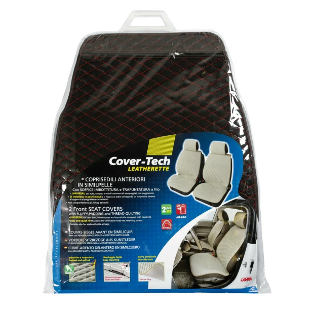 Cover-Tech, pair of front seat covers - Black/Red