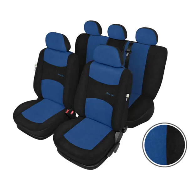 Sport Line+ Super L seat covers 9pcs - Black/Blue