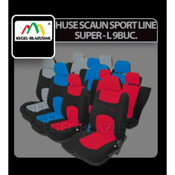 Sport Line+ Super L seat covers 9pcs - Black/Blue