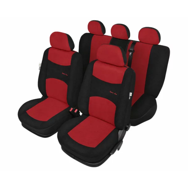 Sport Line+ Super L seat covers 9pcs - Black/Red