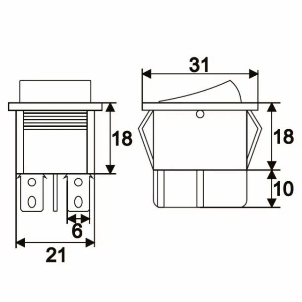 Interupator basculant 1 circuit 16A-250V OFF-ON, lumini de galben