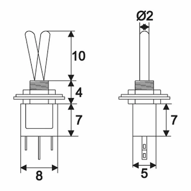 Intrerupatoare cu brat 1 circuit 1A-250V ON-ON